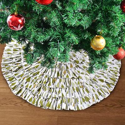 China Environmentally Friendly Burlap Ruffle Trim Christmas Tree Skirt 48