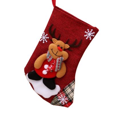 China Environmental friendly western style decoration supplies cute gift box ornaments women felt bulk wholesale Christmas stocking red elk navidad socks for sale