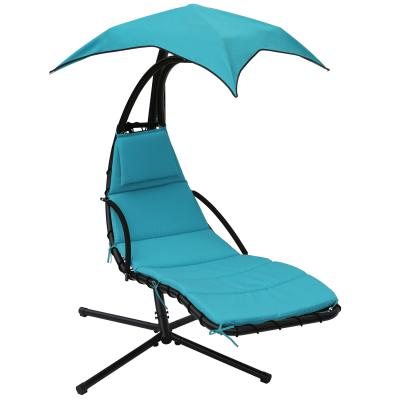 China Adult outdoor lounge chair with an umbrella lake blue for sale