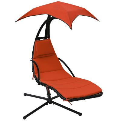 China Adult outdoor deck chair with an umbrella orange for sale