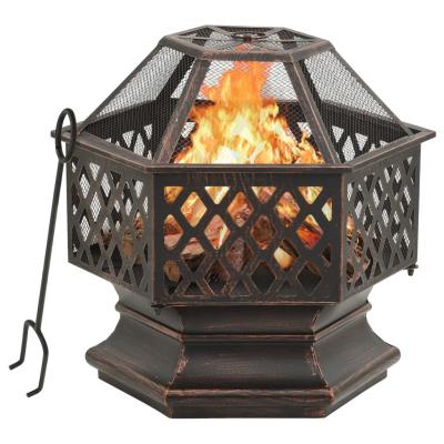 China Rustic Stocked Fire Pit With Poker 24.4x21.3