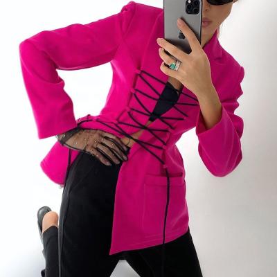 China Vogue Design Anti-Wrinkle Lady's Long Sleeve Sexy Bandage Suit Blazer Jacket Slim Chic Unique Coat Fitness Oversized Blazers Outwear for sale