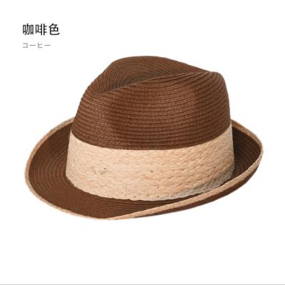 China Promotional Character Mixed Paper Braid and Braid Straw Hat Fedora Hats Raffia Shorts Overflow Paper Straw Hat for sale