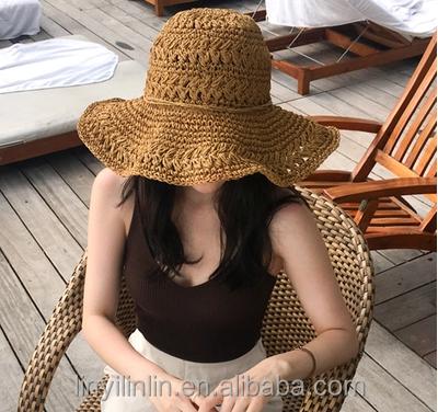 China Character Woman Fashion Summer Straw Hat Summer Female Folding for sale