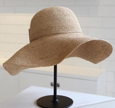 China Madagascar Raffia Striped Straw Hat For Women Hot Sale for sale