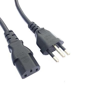 China Spec Cable Brazil Power Cords 3 Pin Black Laptop Computer Charging Computer Customization for sale