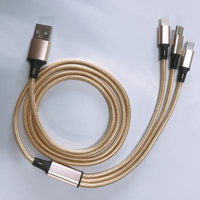 China For iphon usb cable 1.2M High Quality 3 in 1 Nylon Braid USB Fast Charging Multi Charging Cable for Iph/Type-C/Android for sale