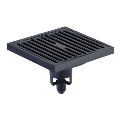 China Modern Square 4inch Floor Drain Tile Insert Shower Floor Drain Hotel Black Brass Strainer Home Bathroom for sale