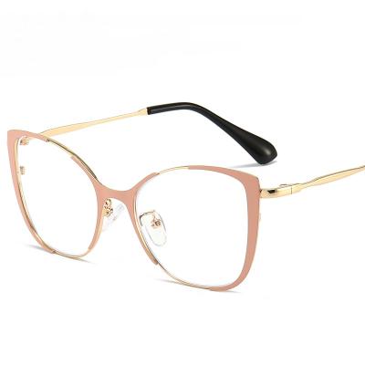 China Cat Eye New Fashion Metal Glass Eye Cat Eye New Light Blue Flat Glass Anti Wet Frame for sale