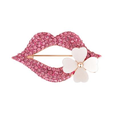 China Lips 2022 simple Korean version of the new lip diamond alloy brooch women clothespin the silk scarf buckle accessories for sale