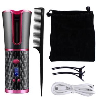 China Mini Automatic Cordless Hair Curler Straight Hair Curler Hair Iron Roller Spinning Air Hair Curler USB Portable Wireless Curling Hair Curler LCD Display for sale