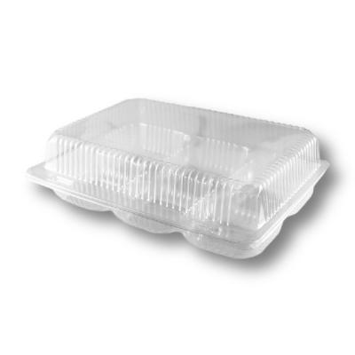 China Clear Food Packing Tray Wholesale Cheap Price Dessert Food Tray 6 Cavity Roll Tray for sale