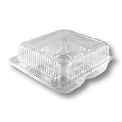 China Custom Transparent Food Packing Tray OEM Clamshell Food Tray 4 Cavity PET Roll Tray for sale