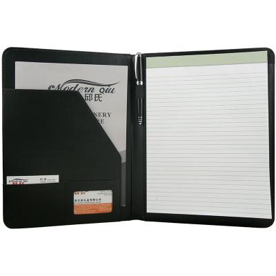 China Eco-friendly A4 Size Durable Black ModernQiu PU Leather Folder for sale