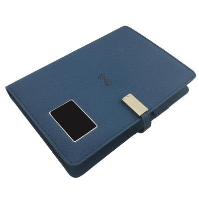 China Hardcover Book Customized PU Leather Notebook With Wireless Power Bank With Wireless Charging Notebook Charging USB LED Light USB Driver for sale