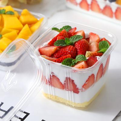 China Single Wall Square Custom Printed Logo 12 Ounce Disposable Grocery Container For Food Clear Plastic Packing PP PET Dessert Grocery Cup With Lids for sale