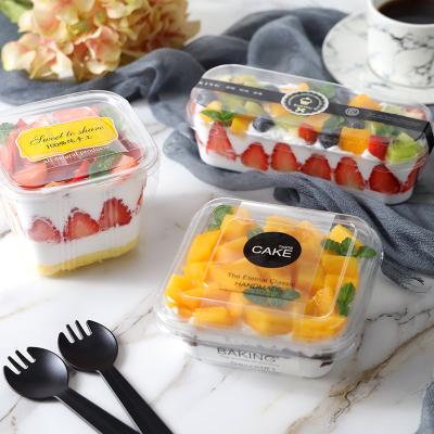 China Wholesale 250ml Disposable Square Customized Disposable Plastic Pastry Clear Food Takeout Box Sandwich Food Packaging Box For Bulk Cake for sale