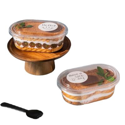 China Wholesale 700ml Disposable Food Grade Blister PET Box For Baked Cake Mousse Ice Cream Cake Transparent Tiramisu Packaging Boxes for sale