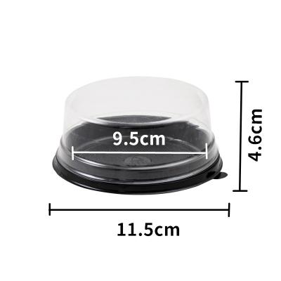 China Small 4 Inch Round Cake Box Disposable Clear Plastic Black Bottom Cake Container With Dome Clear PET Plastic Cake Packaging Box for sale