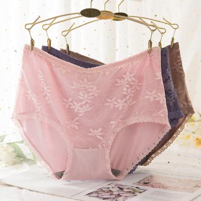 China Comfortable Padded Panties Breathable High Quality Ultrathin Lace Comfortable Graphene Plus Size Briefs Women's Calcinhas Panties for sale