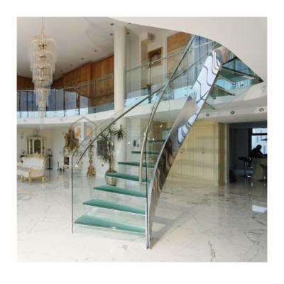 China Modern High Quality Marble Tread Curved Spiral Staircase Curved Staircase for sale