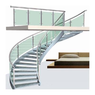 China Modern Curved Staircase Hot Sale Curved Staircase Curved Indoor Helix Staircase Glass And Wood Stairs for sale