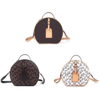 China New Listed Brand Women's Luxury Motion Detection Shoulder Bag Print Pattern Leather Round Launched Women's Bag for sale