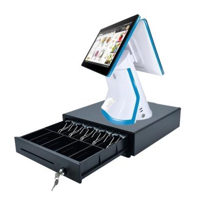 China 15 Inch All In One Dual Touch Screen Cash Register Printer 58mm 80mm Thermal Printer for sale