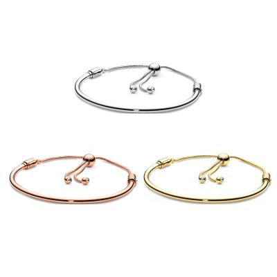 China Real 925 wanjun CLASSIC silver simple shiny sliding bracelet 3 colors DIY gifts for women for sale