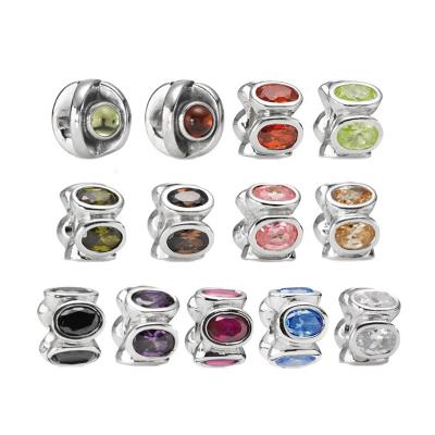 China CLASSIC wanjun Eye of Truth Multicolor Oval Zircon Spacer Beads 925 Silver Accessories Sold Out for sale