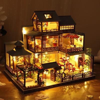 China Cartoon Toy Luxury Wooden Dollhouse Dreamhouse Large With Furniture Accessories For Kids Or Adults for sale