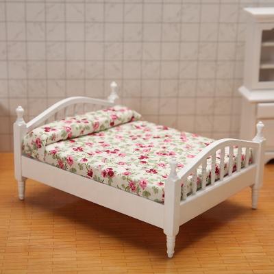 China Dollhouse Children's Room Bed MINI Miniature Beds 1 Wooden Furniture Accessories 12 for Dollhouse or MINI Scene Decoration for sale