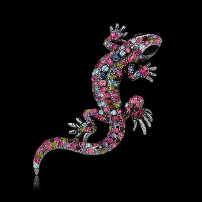 China High Quality Colorful Reptile Brooch Diamond Lizard Vintage Animal Pins For Birthday New Years Kids Or Friends Gift for sale