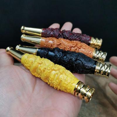 China Portable Wooden Cigarette Holder Carving Filter Can Clean Sandalwood Cigarette Purifier Gift Set for sale