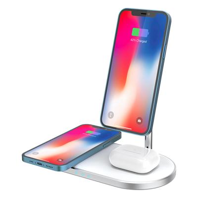 China 15W Mobile Phone Charger Magnet Quick Stand 3 in 1 Magnetic Wireless Charger for iPhone 13 Max Pro Watch Earphone Wireless Charging Station for sale