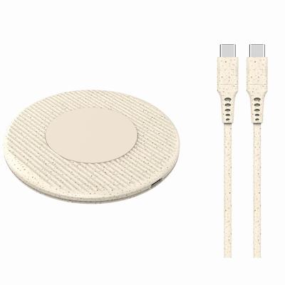 China anti-skid & Eco Design Wheat Straw Wireless Charger Universal QI Cooling 15W Biodegradable Fast Wireless Charger For iPhone12 for sale