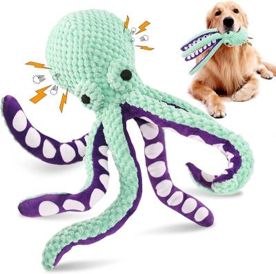 China Viable Squeaky Dog Toys Octopus Plush Dog Chew Toys for Puppy Teether Pet Training and Pet Squeaker Entertainment Toys for sale