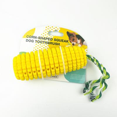 China Viable Hot Selling Durable High Quality Aggressive Toothbrush Rubber Corn Shape Dog Chew Toys for sale