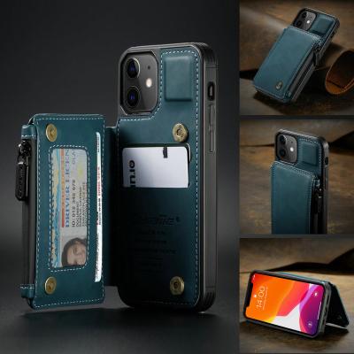 China 2 in1 Zipper Wallet Card Holder Case China Supplier For iPhone 12 Max Phone Case Accessories 2021 New Practical Luxury Durable Magnet For iPhone 12 Mini Flip Case for sale