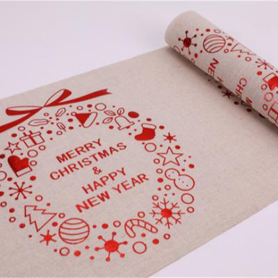 China Anti Pill Hot Sale Linen Fabric For Table Runner, Christmas Design for sale