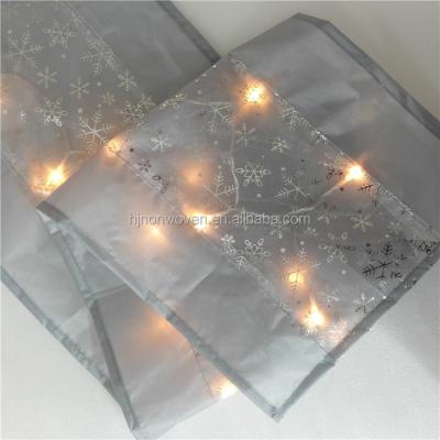 China Table runner satin organza table runner with LED light for Christmas wedding party table decoration for sale