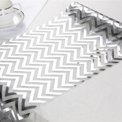 China Hot 100%nylon foil organza table runner with bronzed design, weeding, new year party for sale