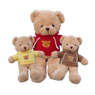 China Best Sellers Company Promotion Teddy Bear Plush Toys Mascot With On The Hooded Tees With Logo Printed Custom Made for sale