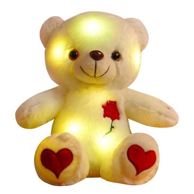 China Shine Customized Valentines Led Light Luminous Teddy Bears With Love Heart Stuffed Animals Toy Gifts for sale