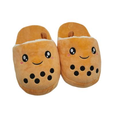 China Cute Funny Pearl Milk Tea House Slippers Lovely Gift Milk Tea Plush Slippers for sale