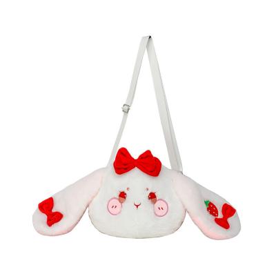 China New Bunny Embroidered Bag Long-Eared Rabbit Plush Washable Warm White Shoulder Bag for sale