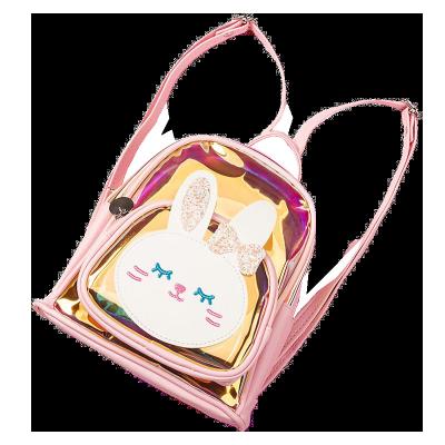 China Wholesale Waterproof Custom Design Cute Rabbit Bunny Travel Waterproof Transparent Kids Backpack For Girls for sale