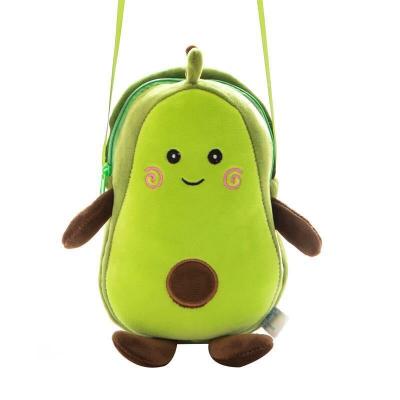 China Wholesale Cute Gift Cartoon Fruit Cross - Body Shoulder Bag Avocado Plush Toy Bag Single Coin Purse For Kids Gift for sale