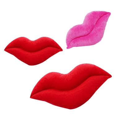 China Fasion Girls Custom Creative Soft Sexy Red Lips Stuffed Plush Cushions Plaids for sale