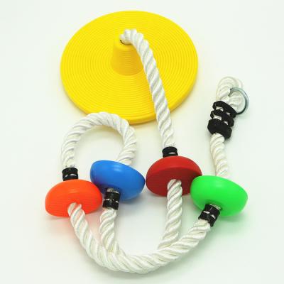 China Colorful Modern Swing Climbing Rope with Plastic Knots and Monkey Swing Rope Climber Disc Swing for Kids for sale